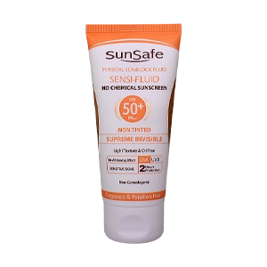 فلویید ضد آفتاب فیزیکال بی رنگ پوست های حساس سان سیف SPF50 حجم 50 میلی لیتر