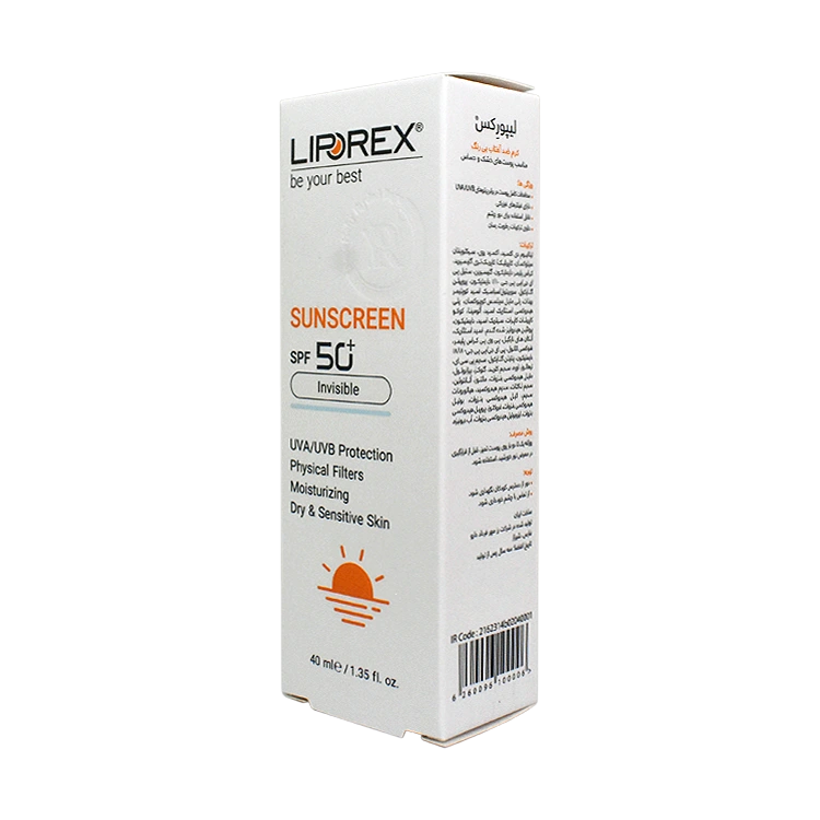قیمت کرم ضد آفتاب بی رنگ پوست های خشک و حساس لیپورکس SPF50 حجم 40 میلی لیتر
