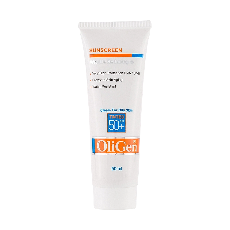 کرم ضد آفتاب و ضد چروک رنگی پوست خشک و معمولی الی ژن SPF50 حجم 50 میلی لیتر