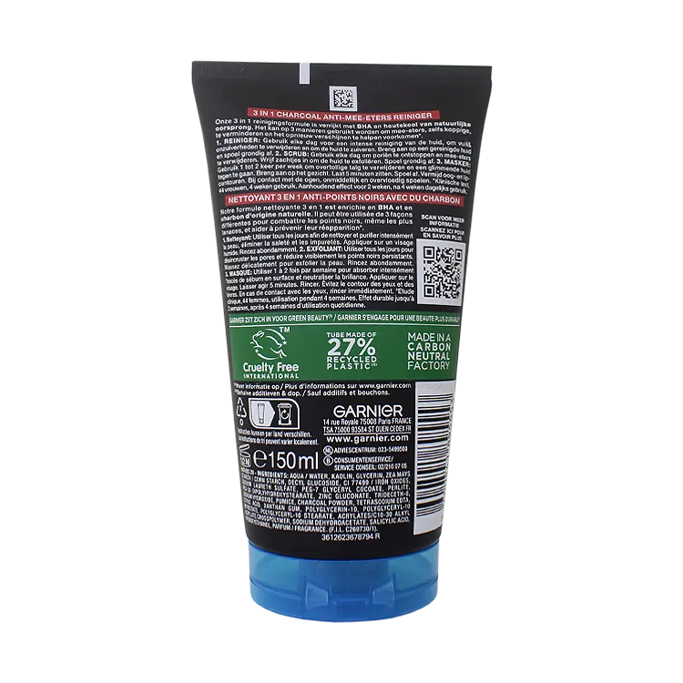 خرید ماسک اسکراب زغال جوش سر سیاه گارنیه حجم 150 میلی لیتر