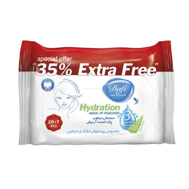 دستمال مرطوب پاک کننده آرایش پوست های خشک و حساس اکسترا دافی بسته 27 عددی