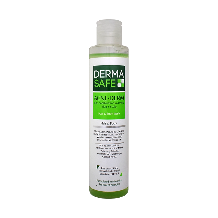 شامپو سر و بدن پوست های چرب آکنه درم درماسیف حجم 200 میلی لیتر