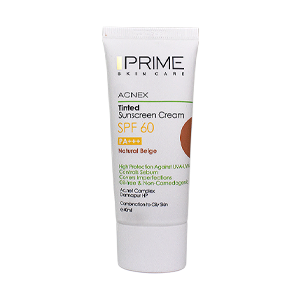 کرم ضد آفتاب رنگی بژ طبیعی پوست چرب پرایم SPF60 حجم 40 میلی لیتر