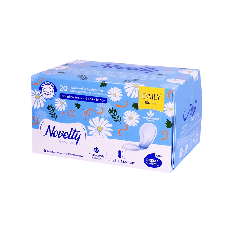 پد بهداشتی روزانه پنبه ای ناولتی مدل Daily سایز متوسط بسته 20 عددی