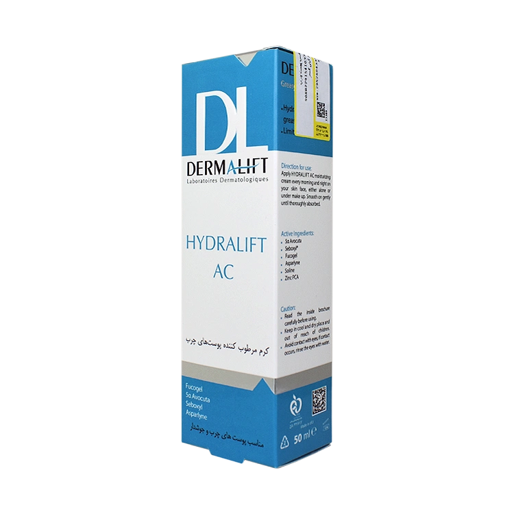 قیمت کرم مرطوب کننده بی رنگ پوست چرب هیدرالیفت AC درمالیفت حجم 50 میلی لیتر