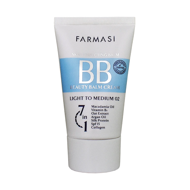 بی بی کرم 7 کاره رنگ روشن تا متوسط فارماسی شماره 02 حجم 50 میلی لیتر