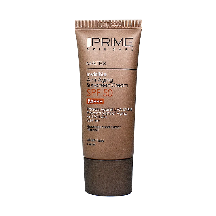 کرم ضد آفتاب جوان کننده بی رنگ انواع پوست پرایم SPF50 حجم 40 میلی لیتر