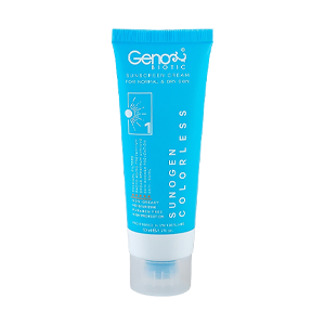 کرم ضد آفتاب بی رنگ پوست های خشک و معمولی سانوژن ژنوبایوتیک SPF50 حجم 50 میلی لیتر