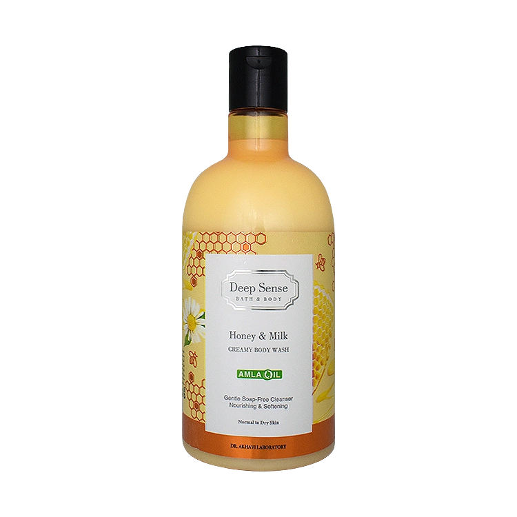 شامپو بدن پوست های خشک و معمولی شیر و عسل دیپ سنس حجم 400 میلی لیتر