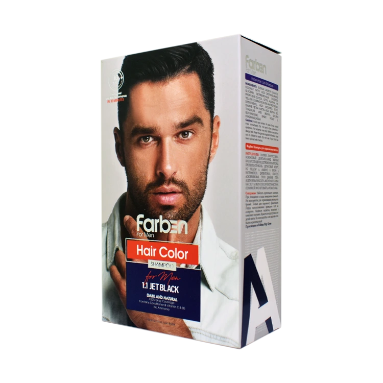 شامپو رنگ مو آقایان مشکی تیره فاربن شماره 1.1