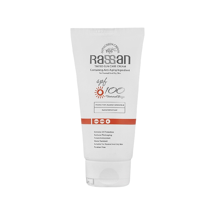 کرم ضد آفتاب رنگی طبیعی انواع پوست راسن SPF100 حجم 50 میلی لیتر