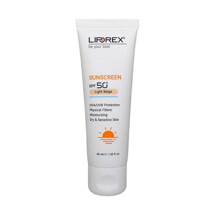 کرم ضد آفتاب بژ روشن پوست های خشک و حساس لیپورکس SPF50 حجم 40 میلی لیتر
