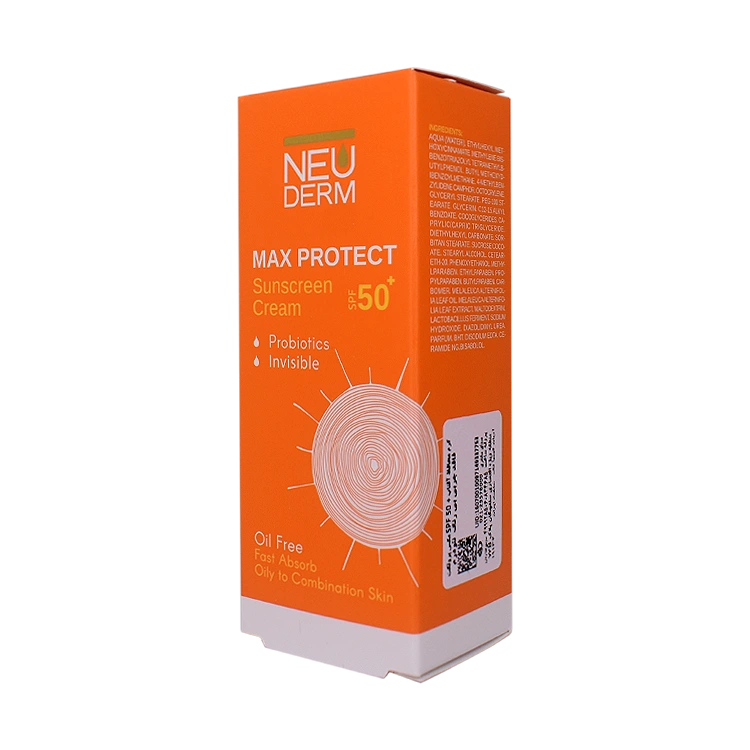 قیمت کرم ضد آفتاب بی رنگ پوست های مختلط و چرب مکس پروتکت نئودرم SPF50 حجم 50 میلی لیتر