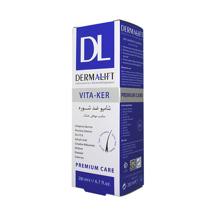 قیمت شامپو فاقد سولفات ضد شوره موهای خشک ویتا کر درمالیفت حجم 200 میلی لیتر