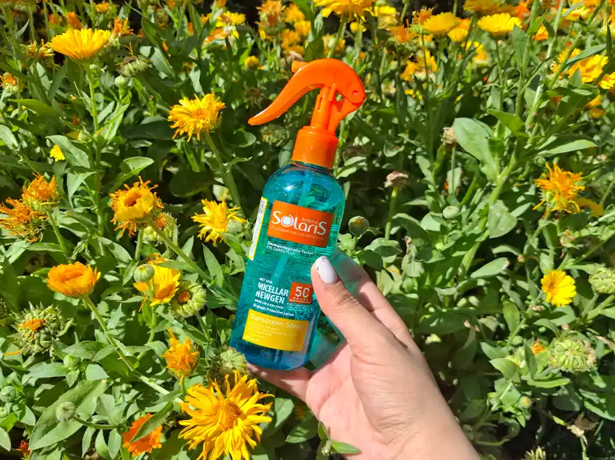 بررسی ترکیبات لوسیون اسپری ضد آفتاب فاقد چربی میسلار نیوژن آردن سولاریس SPF50 حجم 250 میلی لیتر