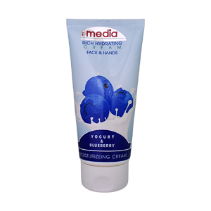 کرم مرطوب کننده دست و صورت ماست و بلوبری مدیا حجم 200 میلی لیتر