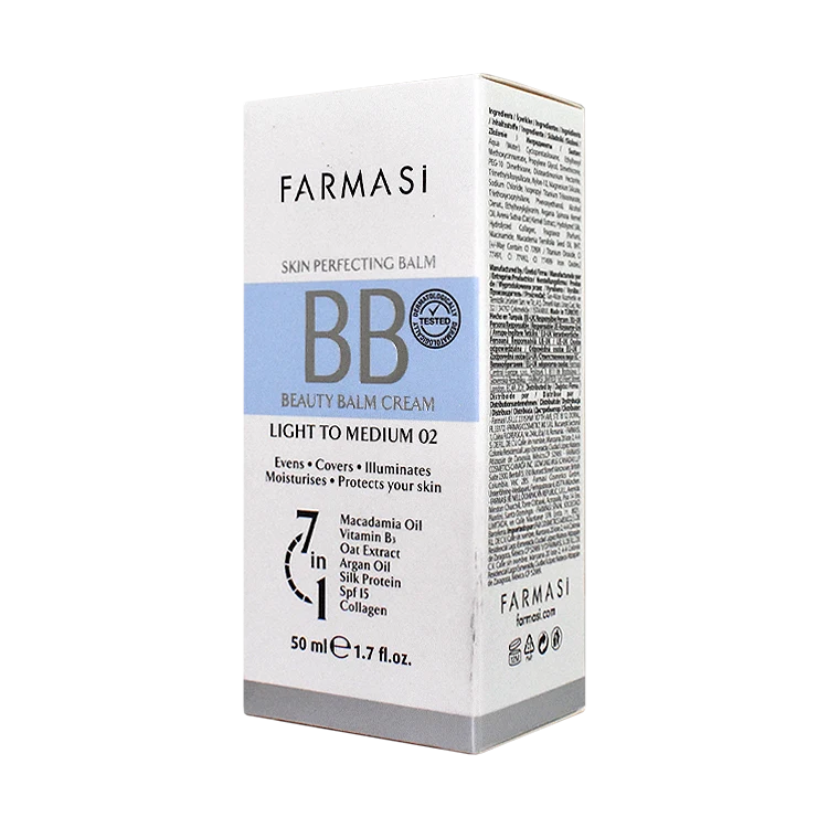 قیمت بی بی کرم 7 کاره رنگ روشن تا متوسط فارماسی شماره 02 حجم 50 میلی لیتر