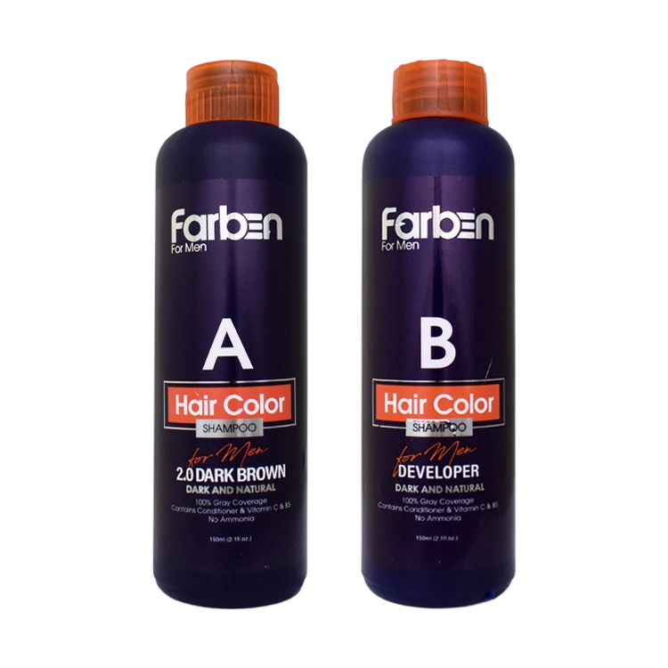 خرید شامپو رنگ مو آقایان قهوه ای تیره فاربن شماره 2