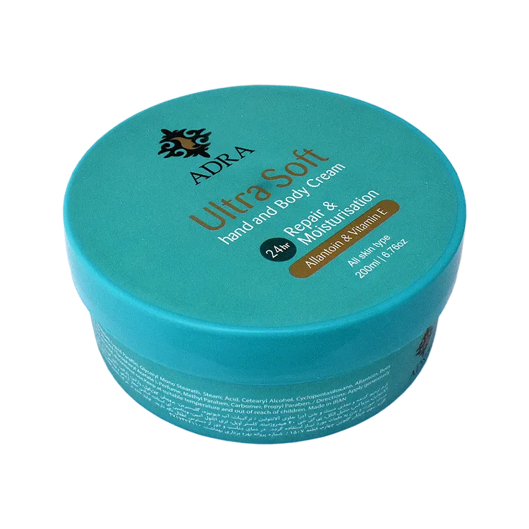 کرم مرطوب کننده و ترمیم کننده کاسه ای آلانتوئین الترا سافت آدرا حجم 200 میلی لیتر