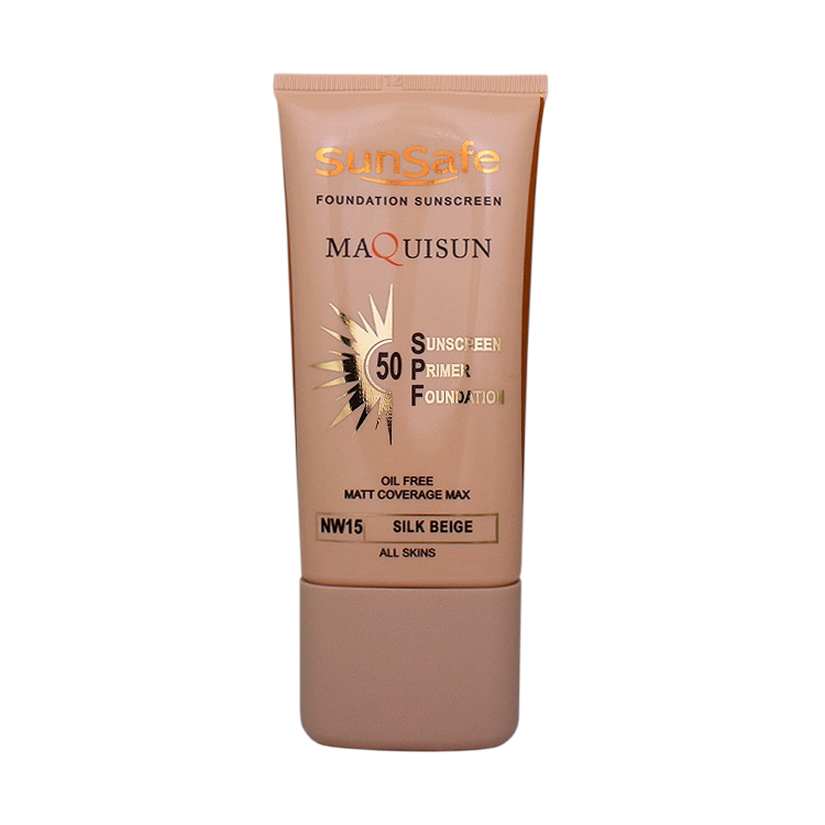 کرم ضد آفتاب بژ ابریشمی انواع پوست مکی سان سان سیف SPF50 شماره NW15 حجم 40 میلی لیتر
