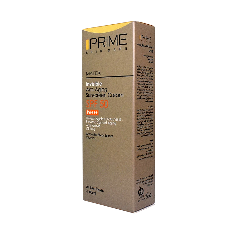 قیمت کرم ضد آفتاب جوان کننده بی رنگ انواع پوست پرایم SPF50 حجم 40 میلی لیتر