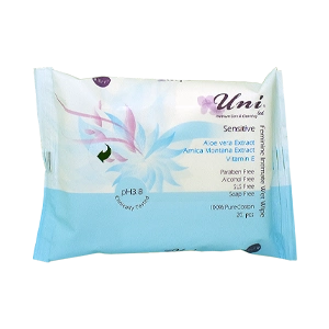 دستمال مرطوب بهداشتی بانوان حساس یونی لد بسته 20 عددی