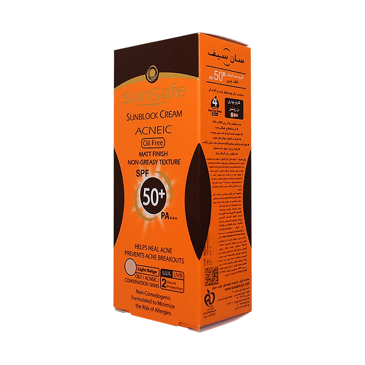 قیمت کرم ضد آفتاب رنگی بژ روشن پوست های چرب و آکنه ای سان سیف SPF50 حجم 50 میلی لیتر
