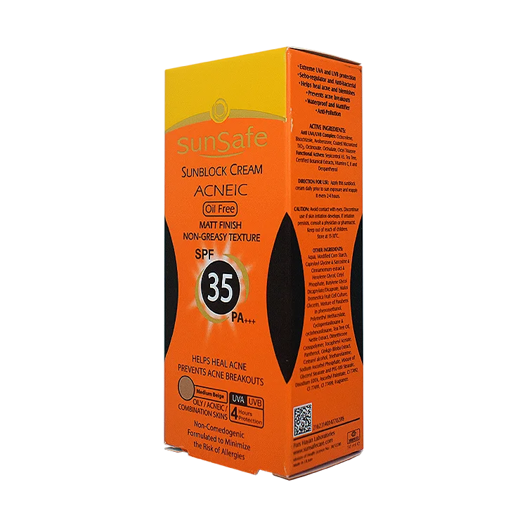 قیمت کرم ضد آفتاب رنگی بژ طبیعی پوست های چرب و آکنه ای سان سیف SPF35 حجم 50 میلی لیتر