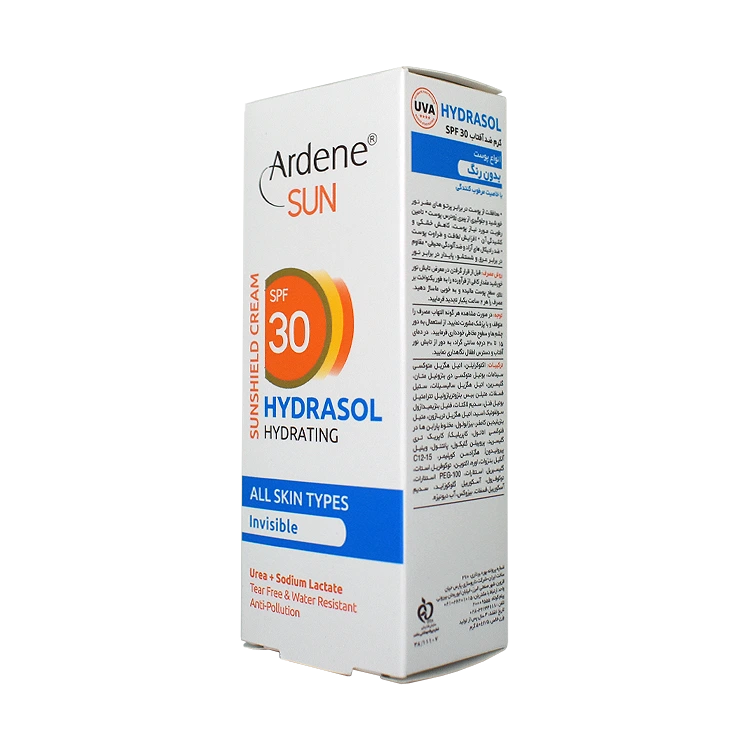 قیمت کرم ضد آفتاب انواع پوست بی رنگ هیدراسول آردن سان SPF30 حجم 50 میلی لیتر