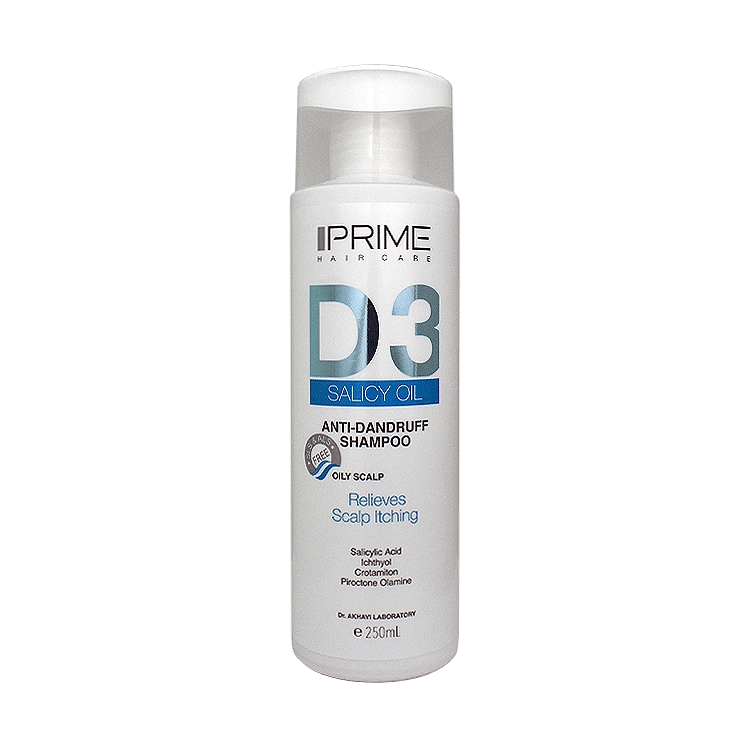 شامپو ضد شوره پوست سر چرب پرایم مدل D3 حجم 250 میلی لیتر