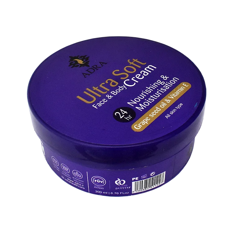 کرم مرطوب کننده و محافظت کننده کاسه ای روغن هسته انگور الترا سافت آدرا حجم 200 میلی لیتر