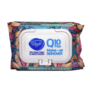 دستمال مرطوب پاک کننده آرایش چشم و صورت دافی مدل Stop Irritation بسته 50 عددی