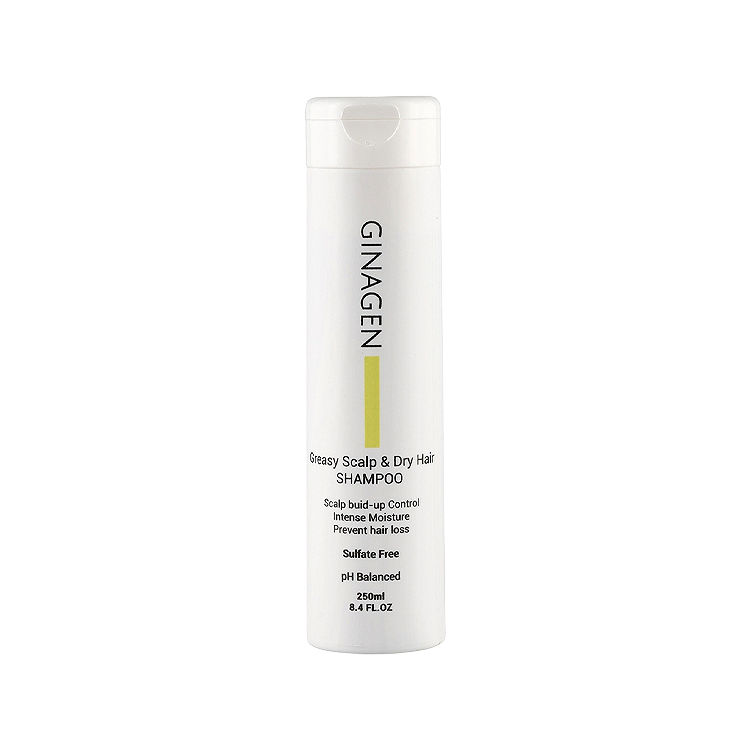 شامپو فاقد سولفات پوست سر چرب و ساقه مو خشک ژیناژن حجم 250 میلی لیتر
