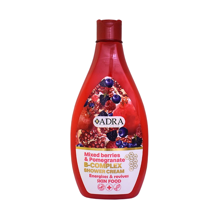 شامپو بدن کرمی عصاره توت وحشی و انار آدرا حجم 400 میلی لیتر