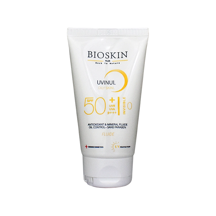 کرم ضد آفتاب بی رنگ پوست های مختلط و چرب بایو اسکین SPF50 حجم 40 میلی لیتر