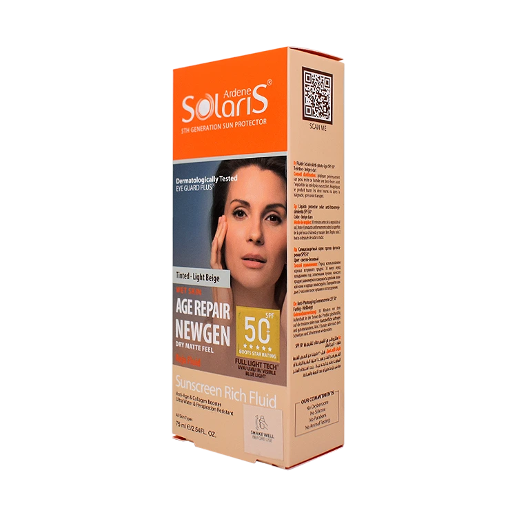 قیمت فلویید ضد آفتاب ضد چروک بژ روشن ایج ریپیر نیوژن آردن سولاریس SPF50 حجم 75 میلی لیتر