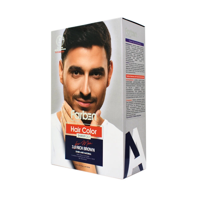 شامپو رنگ مو آقایان قهوه ای فاربن شماره 3