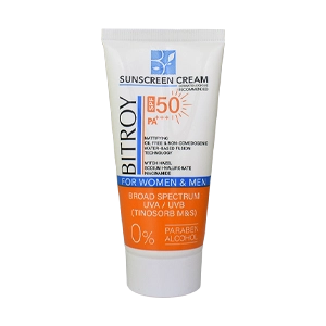 کرم ضد آفتاب بی رنگ پوست های مختلط و چرب بیتروی SPF50 حجم 50 میلی لیتر