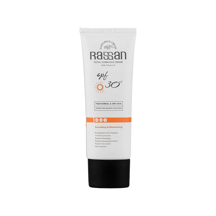 کرم ضد آفتاب بی رنگ پوست های خشک و معمولی راسن SPF30 حجم 40 میلی لیتر
