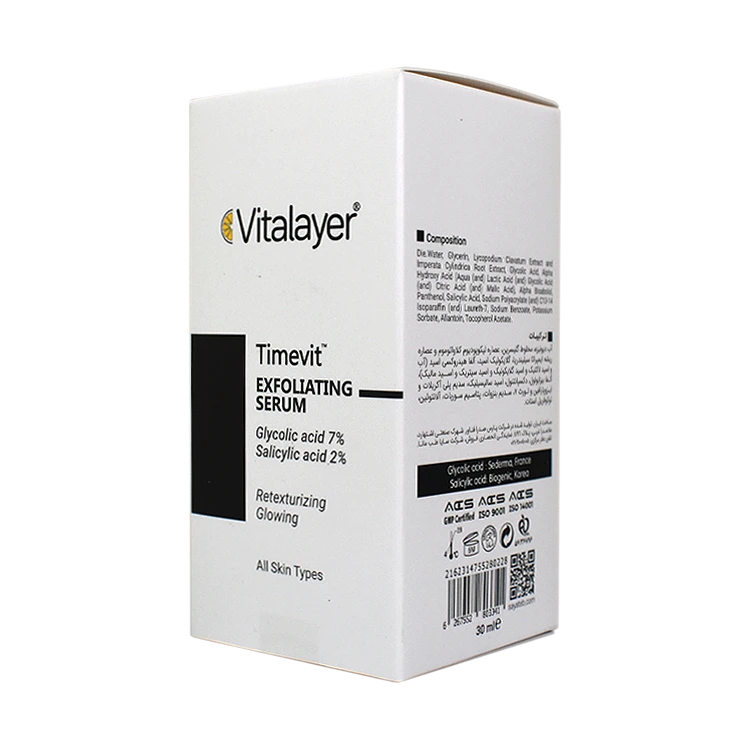 قیمت سرم لایه بردار گلایکولیک اسید 7 درصد و سالیسیلیک اسید 2 درصد تایم ویت ویتالیر حجم 30 میلی لیتر