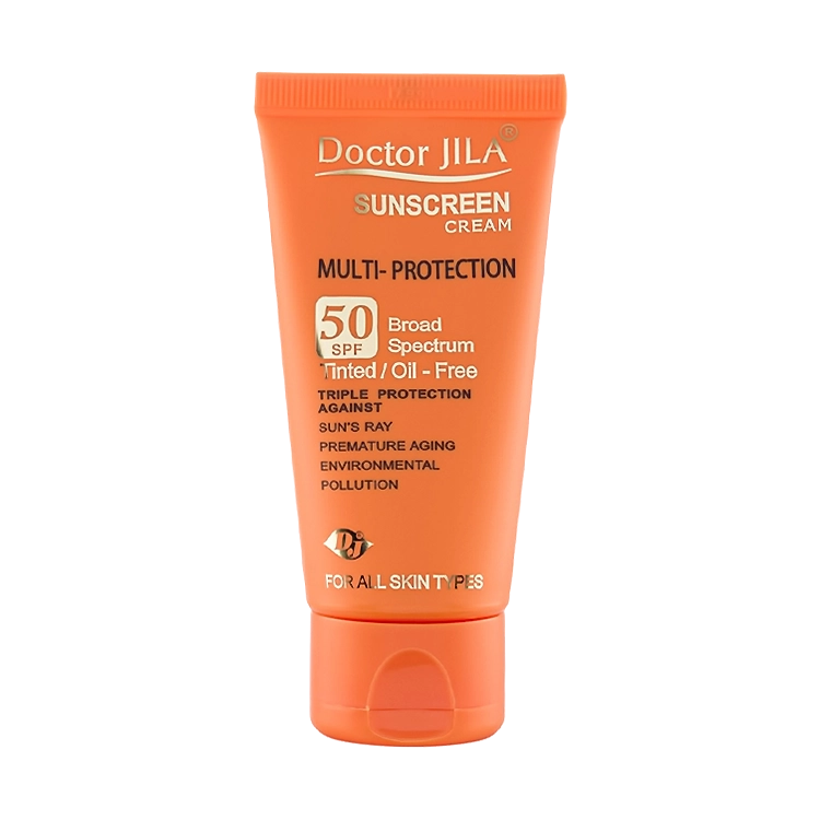 کرم ضد آفتاب رنگی طبیعی مولتی پروتکشن دکتر ژیلا SPF50 حجم 50 میلی لیتر