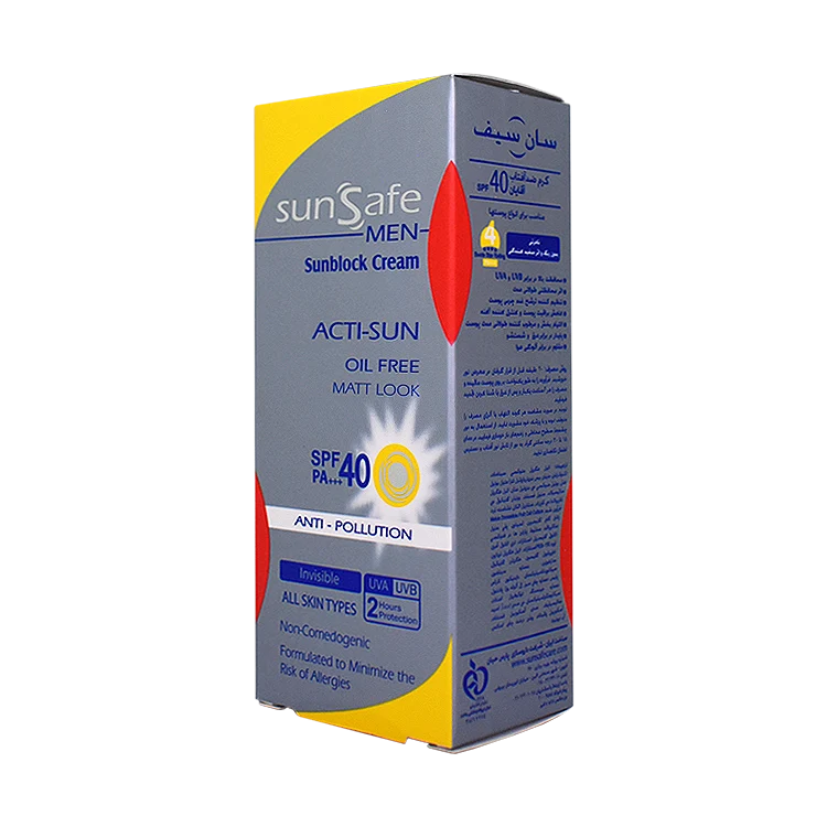 قیمت کرم ضد آفتاب آقایان انواع پوست سان سیف SPF40 حجم 50 میلی لیتر
