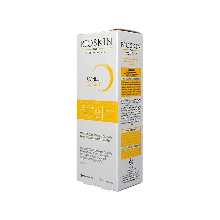 قیمت کرم ضد آفتاب بی رنگ پوست های مختلط و چرب بایو اسکین SPF50 حجم 40 میلی لیتر