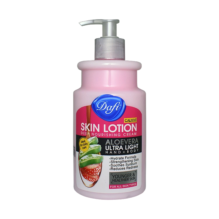 لوسیون بدن مرطوب کننده عصاره آلوئه ورا و توت فرنگی دافی حجم 470 میلی لیتر