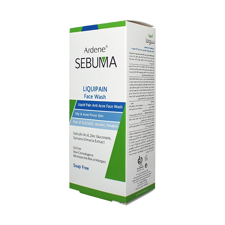قیمت ژل شستشوی صورت پوست های چرب و دارای آکنه آردن سبوما مدل Liquipain وزن 150 گرم