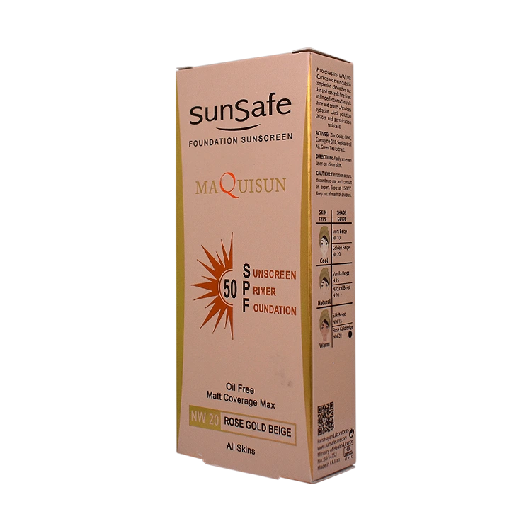 قیمت کرم ضد آفتاب بژ رز گلد انواع پوست مکی سان سان سیف SPF50 شماره NW20 حجم 40 میلی لیتر