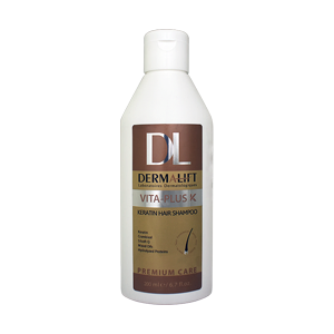 شامپو فاقد سولفات موهای کراتینه ویتا پلاس K درمالیفت حجم 200 میلی لیتر