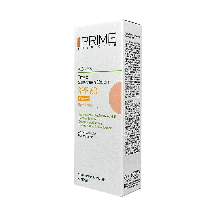 قیمت کرم ضد آفتاب رنگی بژ روشن پوست چرب پرایم SPF60 حجم 40 میلی لیتر