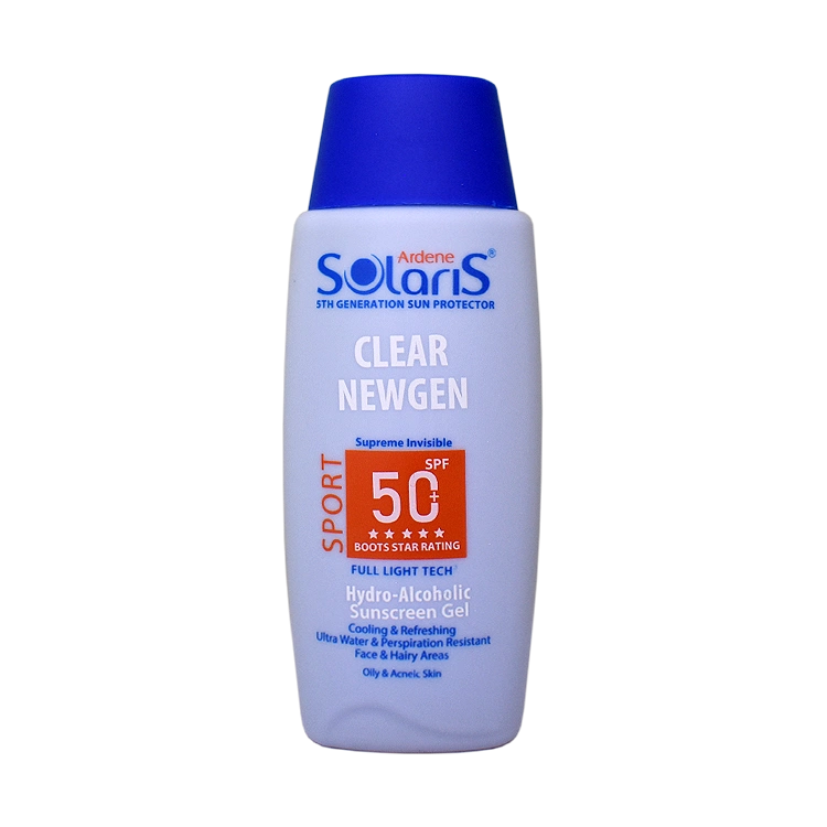 ژل ضد آفتاب بی رنگ پوست های چرب و جوش دار کلیر نیوژن آردن سولاریس SPF50 حجم 100 میلی لیتر