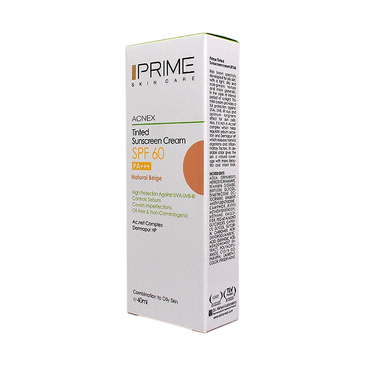 قیمت کرم ضد آفتاب رنگی بژ طبیعی پوست چرب پرایم SPF60 حجم 40 میلی لیتر